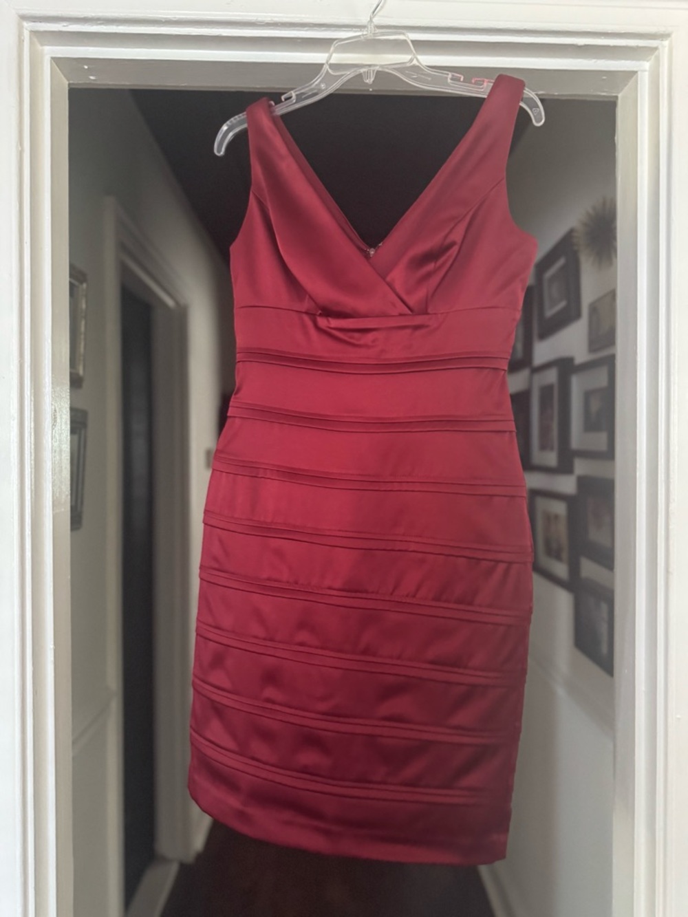 American Living Deep Red Sleeveless V-Neck Bandage Mini Dress